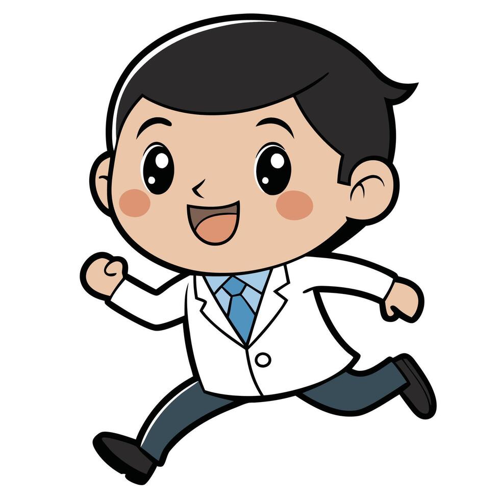 a cartoon doctor running with a smile on his face vector