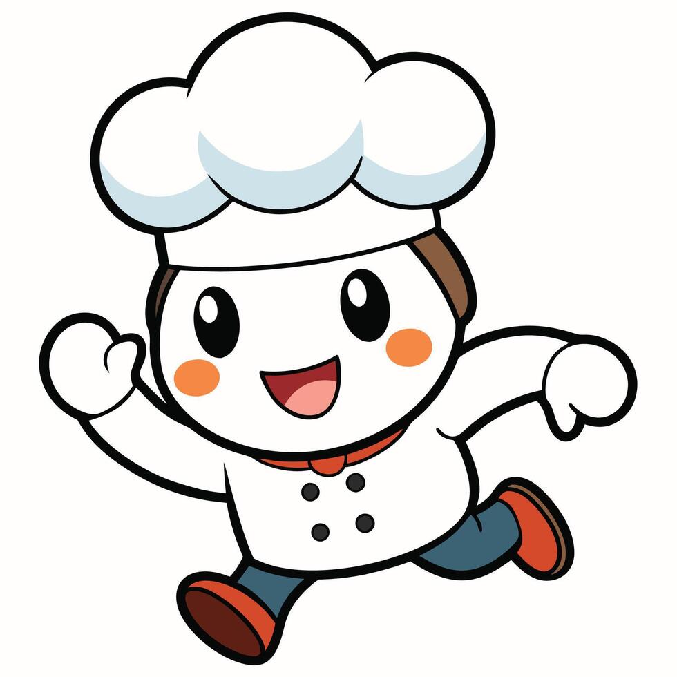 a cartoon chef with hands up vector