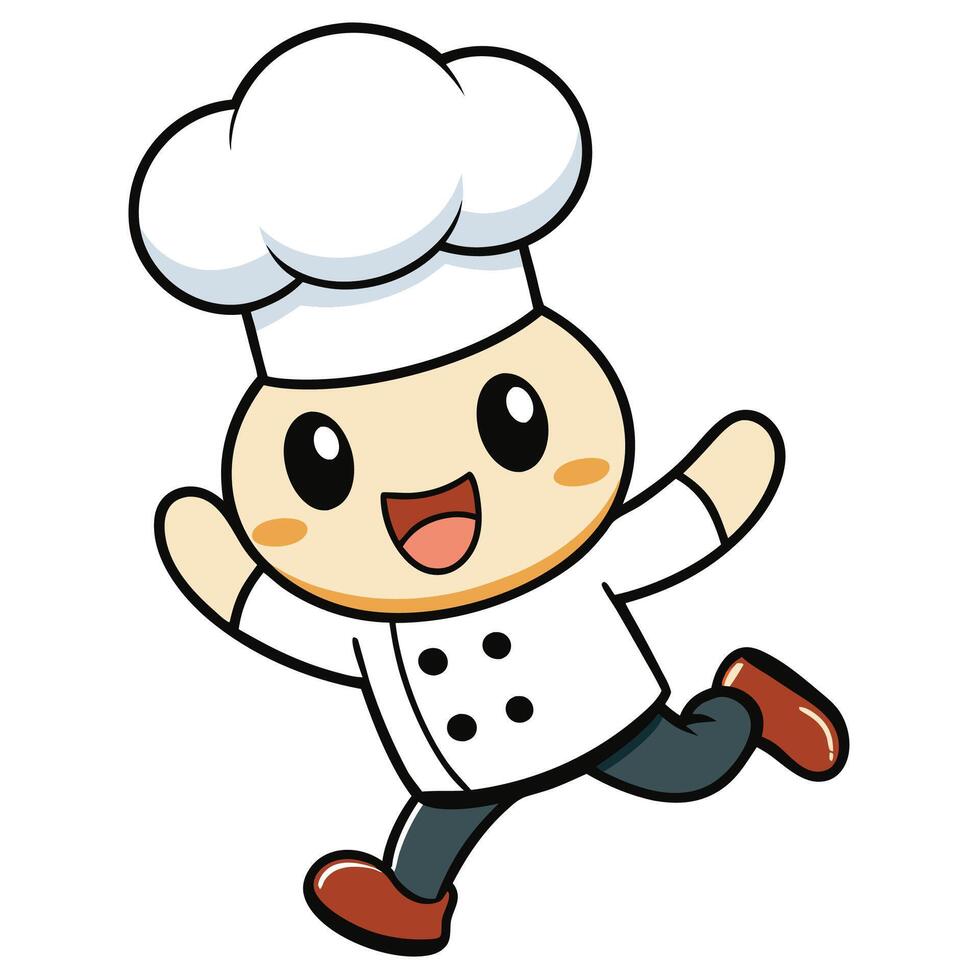 a cartoon chef running vector