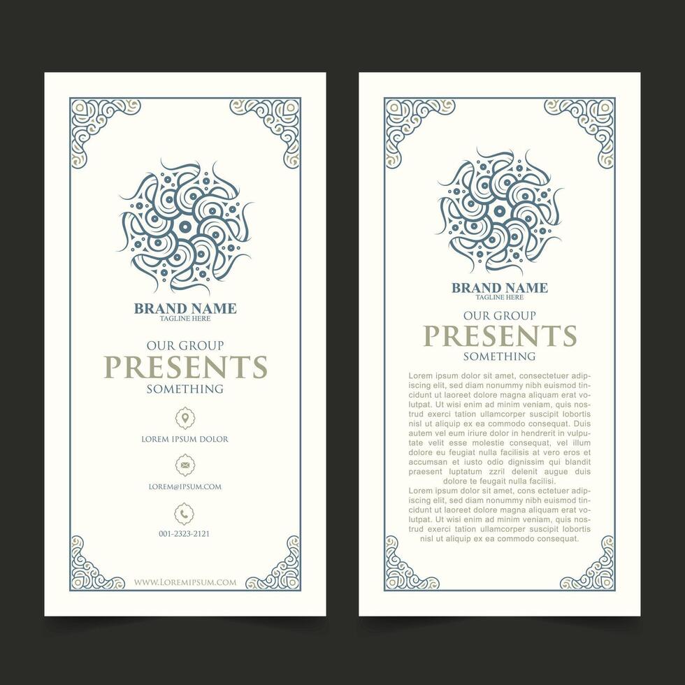 Classic ornament pattern business card with logo vector