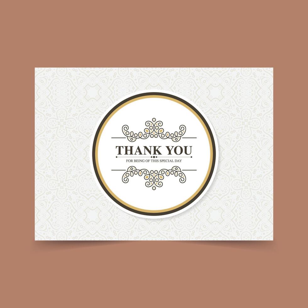 classic thank you wedding card with pattern texture vector