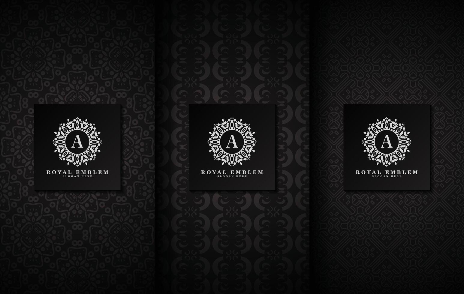 dark retro labels with calligraphic logo. Antique monogram collection. vector