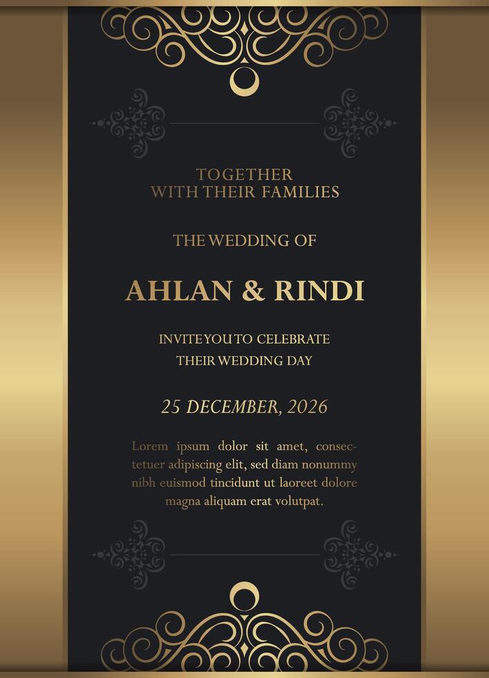 Luxury gold Invitation card design with frame design vector