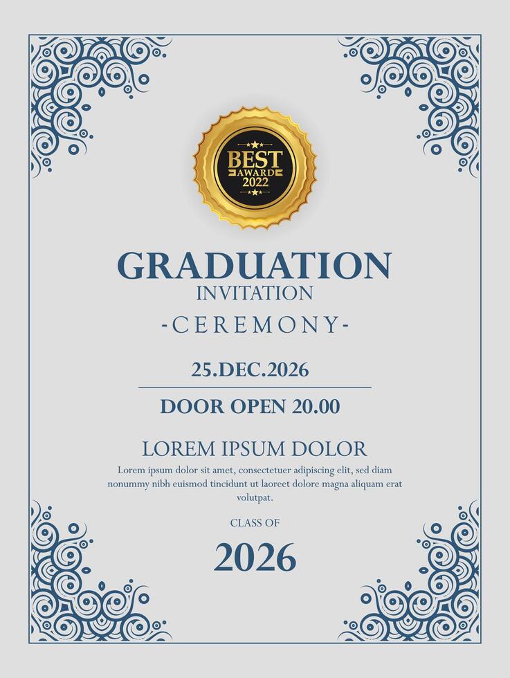 graduation invitation with ornament design vector