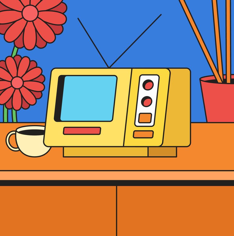 Retro television on table vector