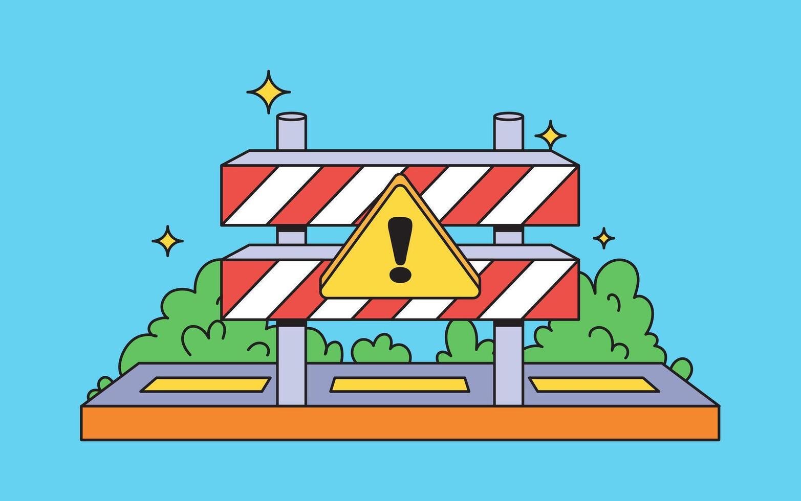 Construction barrier on the road vector