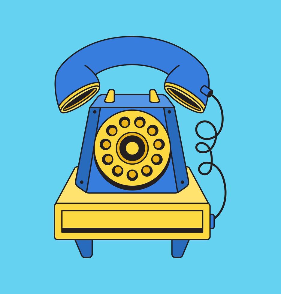 Colorful retro telephone hand drawn illustration vector