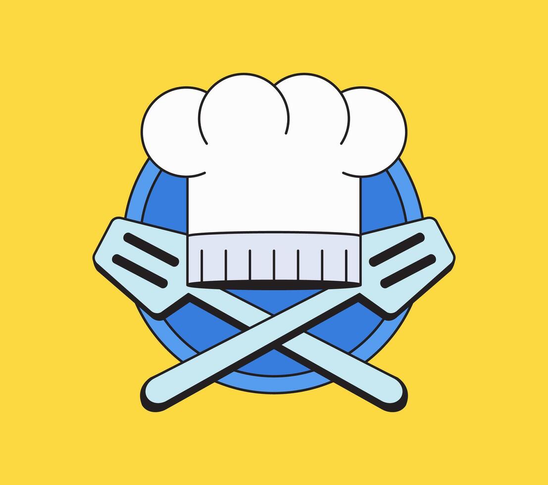 Chef hat with crossing spatula vector
