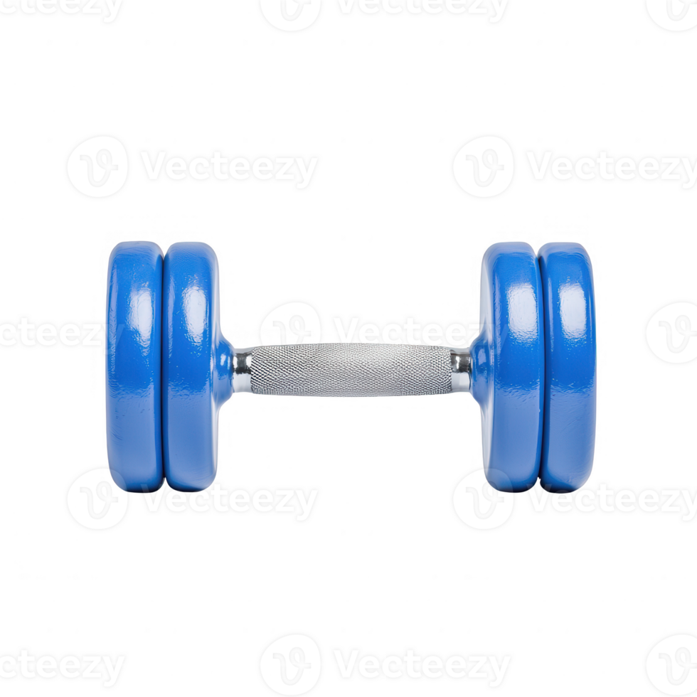 A blue dumbbell for weight training, perfect for fitness and exercise routines. png