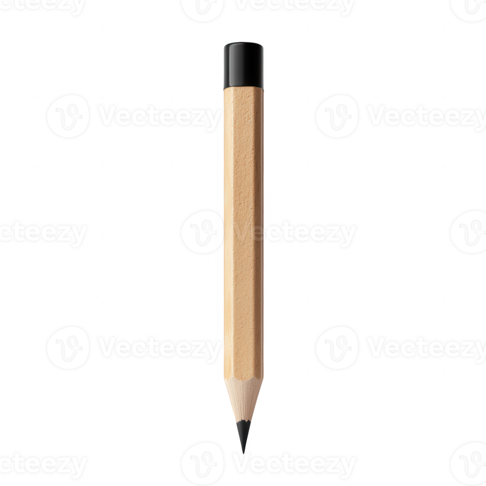 A close-up of a wooden pencil standing upright against a plain background. png