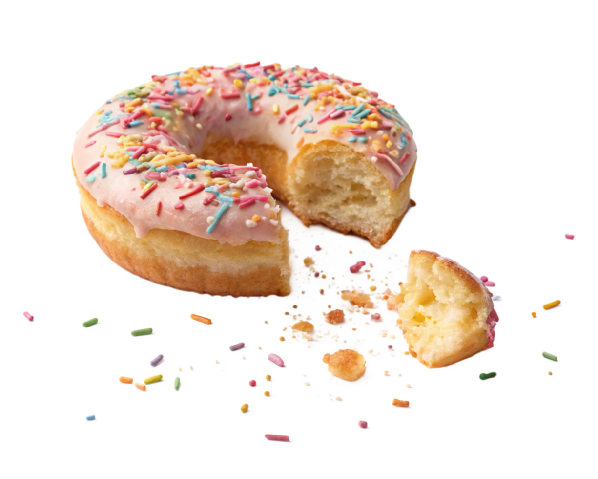 Delicious Glazed Donut Sprinkles Broken Bitten Cravings Sweet Treat png
