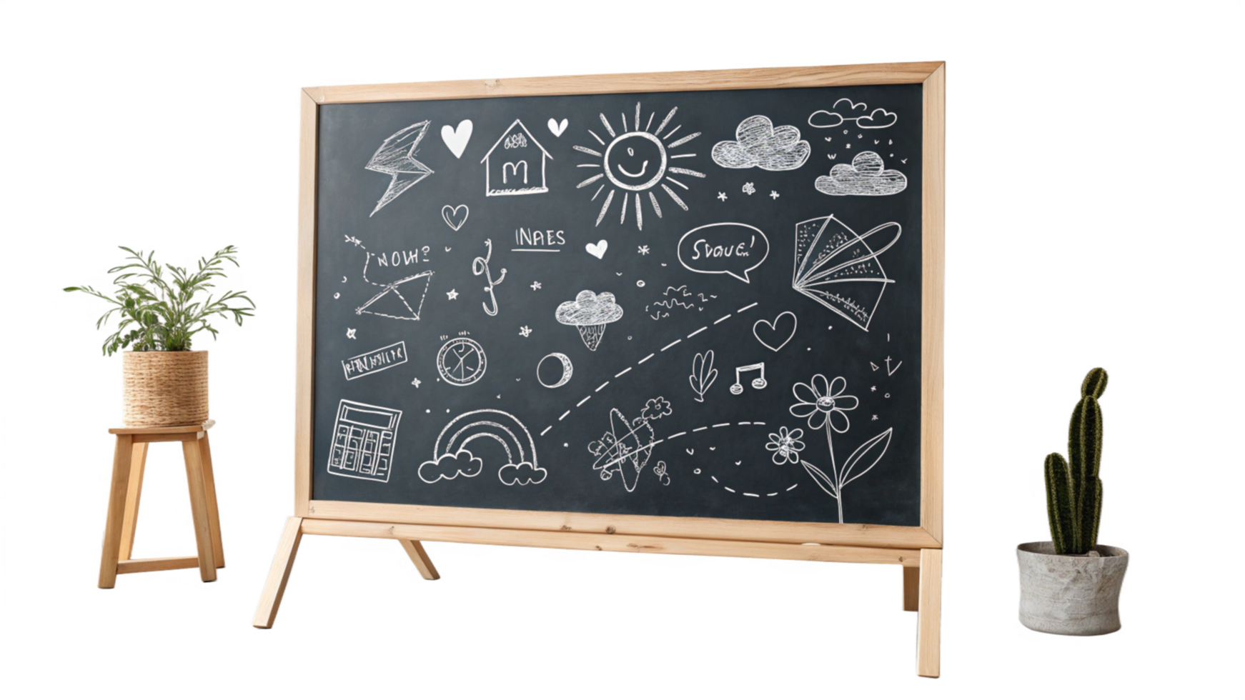 Wooden Easel Blackboard Kids Chalkboard Drawing Learning Playroom Decor png