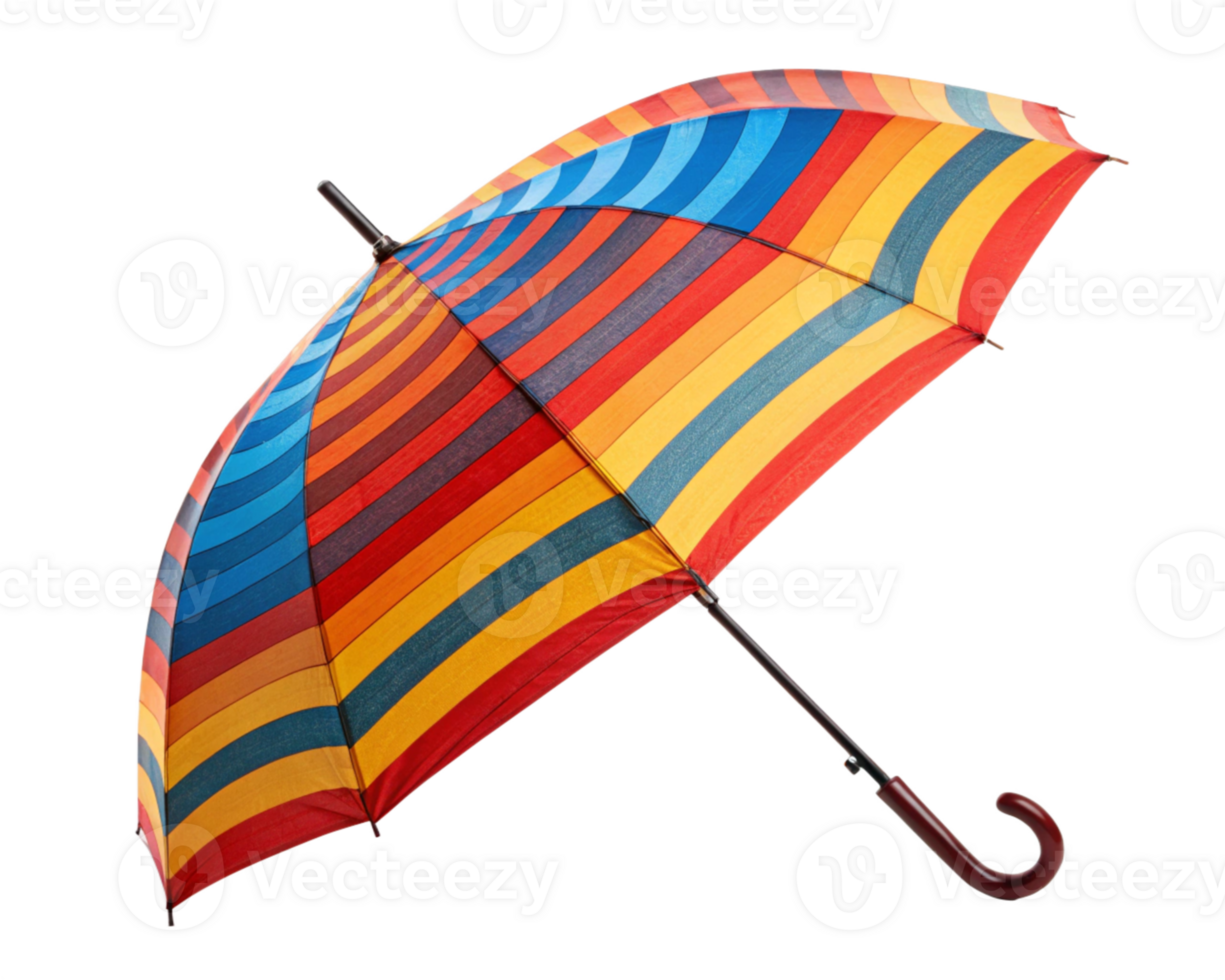Colorful Striped Umbrella Rainy Day Protection Weather Accessory png