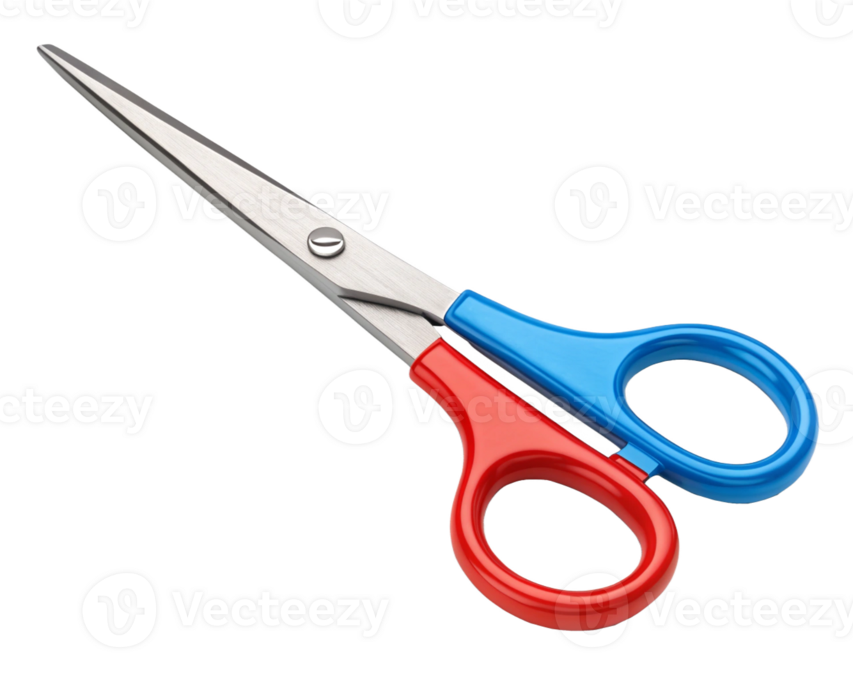 Red and Blue Scissors Cutting Colorful Stripes Design Tool png