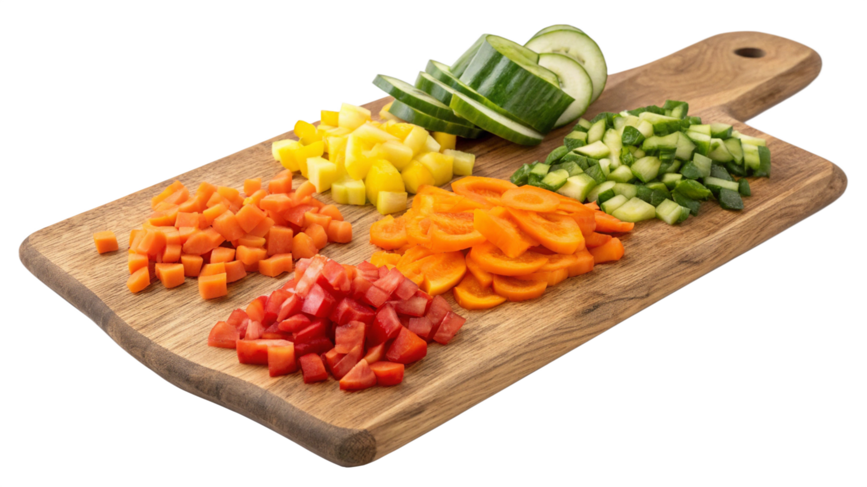 Chopped Vegetables Rainbow Colorful Diced Carrots, Peppers, Cucumbers png