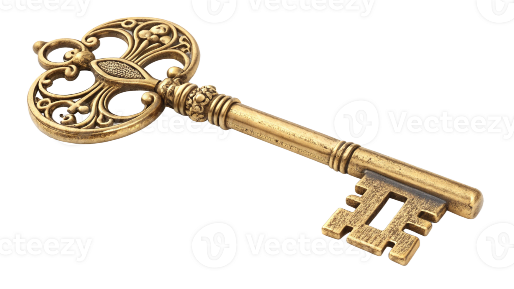 Antique Golden Skeleton Key Ornate, Vintage, Access, Mystery png