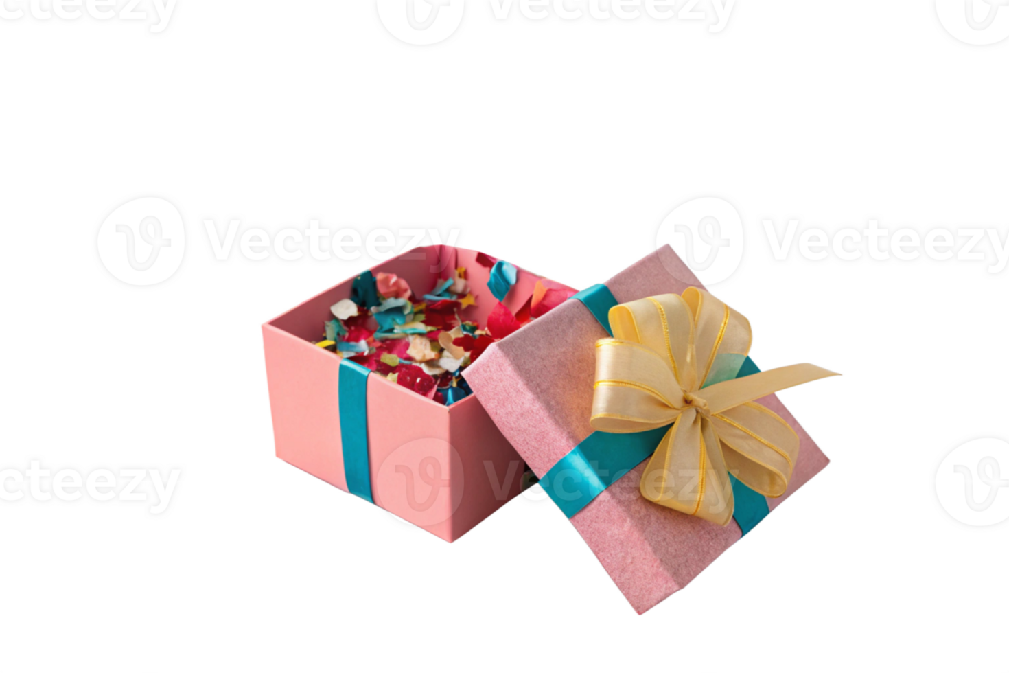 Pink Gift Box with Colorful Confetti, Celebration Surprise png