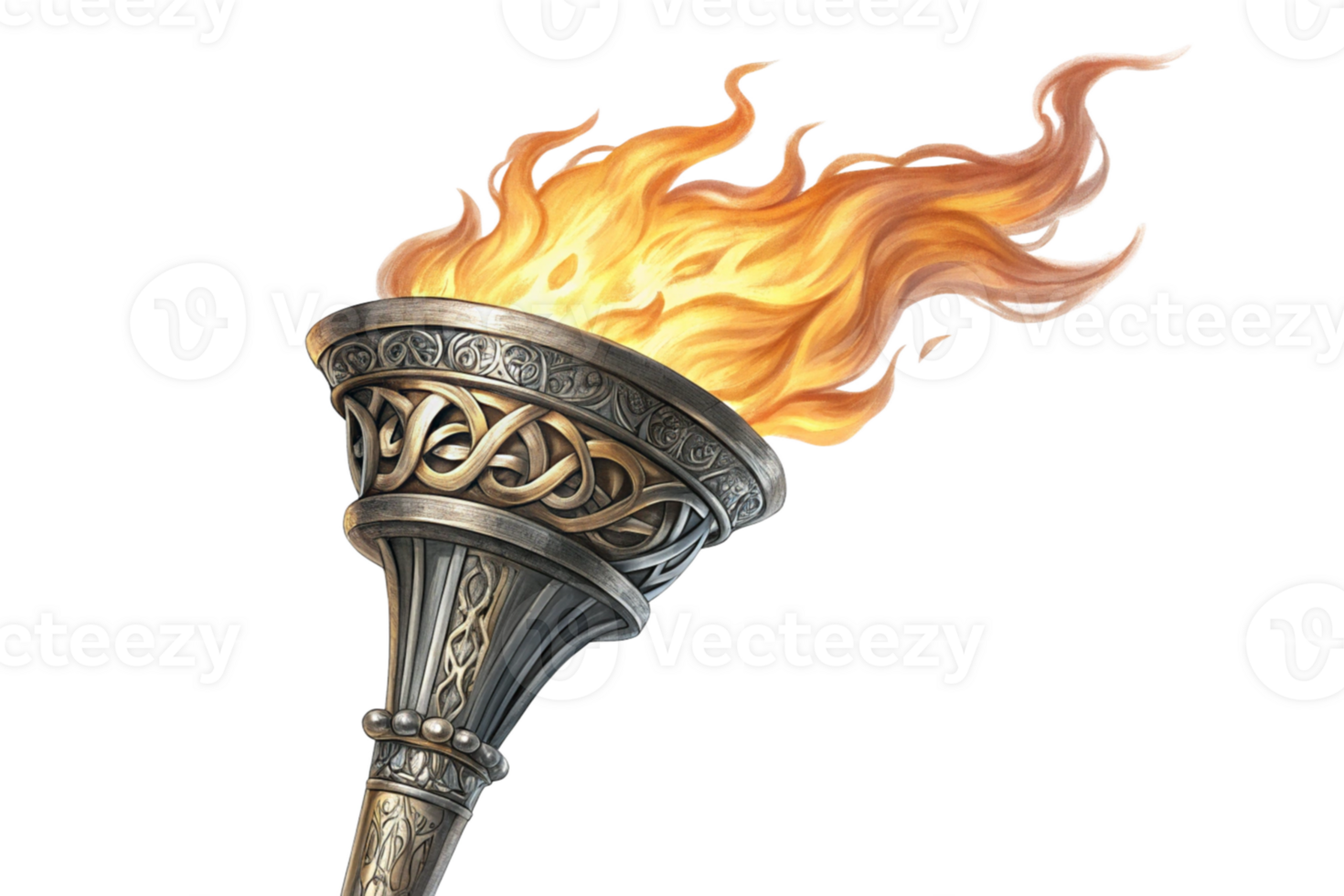 Flaming Torch, Celtic Knotwork, Metal, Game Asset, Fire, Light, Symbol, Illustration, Design, Graphi png
