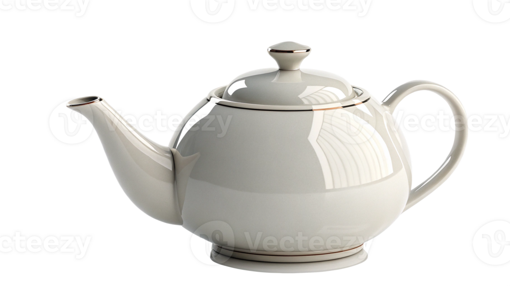 Elegant Porcelain Teapot, CreamColored, Gold Trim, Lidded, Spout, Handle png