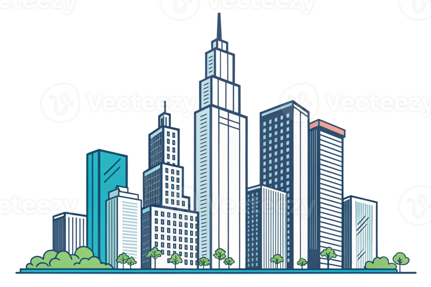 Modern City Skyline Urban Architecture, Buildings, and Skyscrapers png