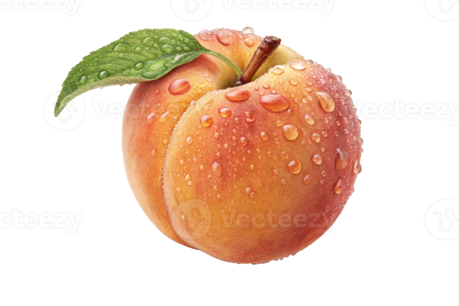 Juicy Peach, Fresh Fruit, Summer Delight, Water Droplets, Sweet Taste, Ripe Peach, Delicious Treat, png