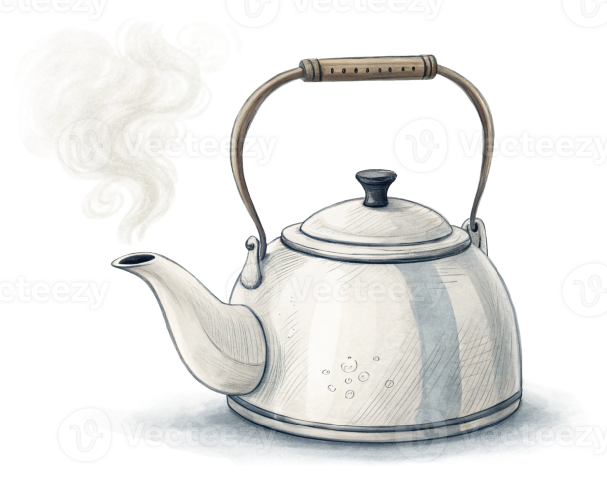 Steaming Kettle Illustration, Colorful Abstract Background, Hot Beverage png