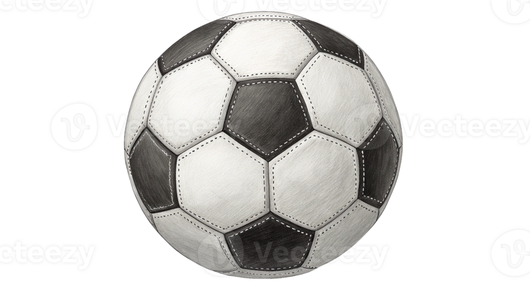 Penciled Soccer Ball Classic Sport, Black and White Design png