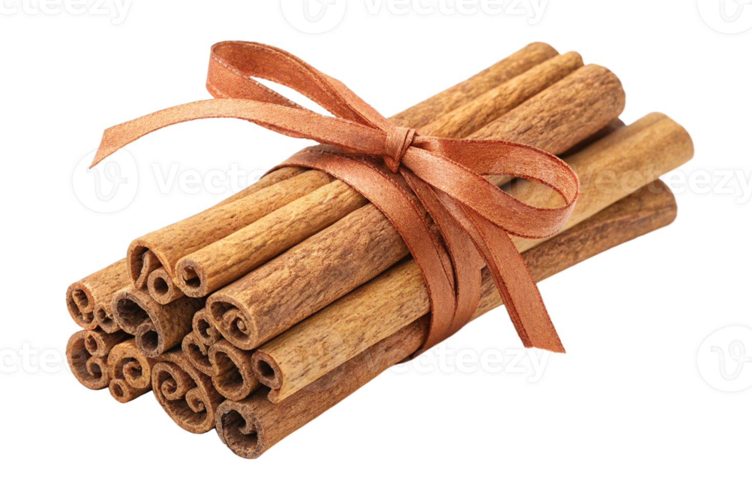 Sweet Aromatic Cinnamon Sticks Bundle Tied with Ribbon png