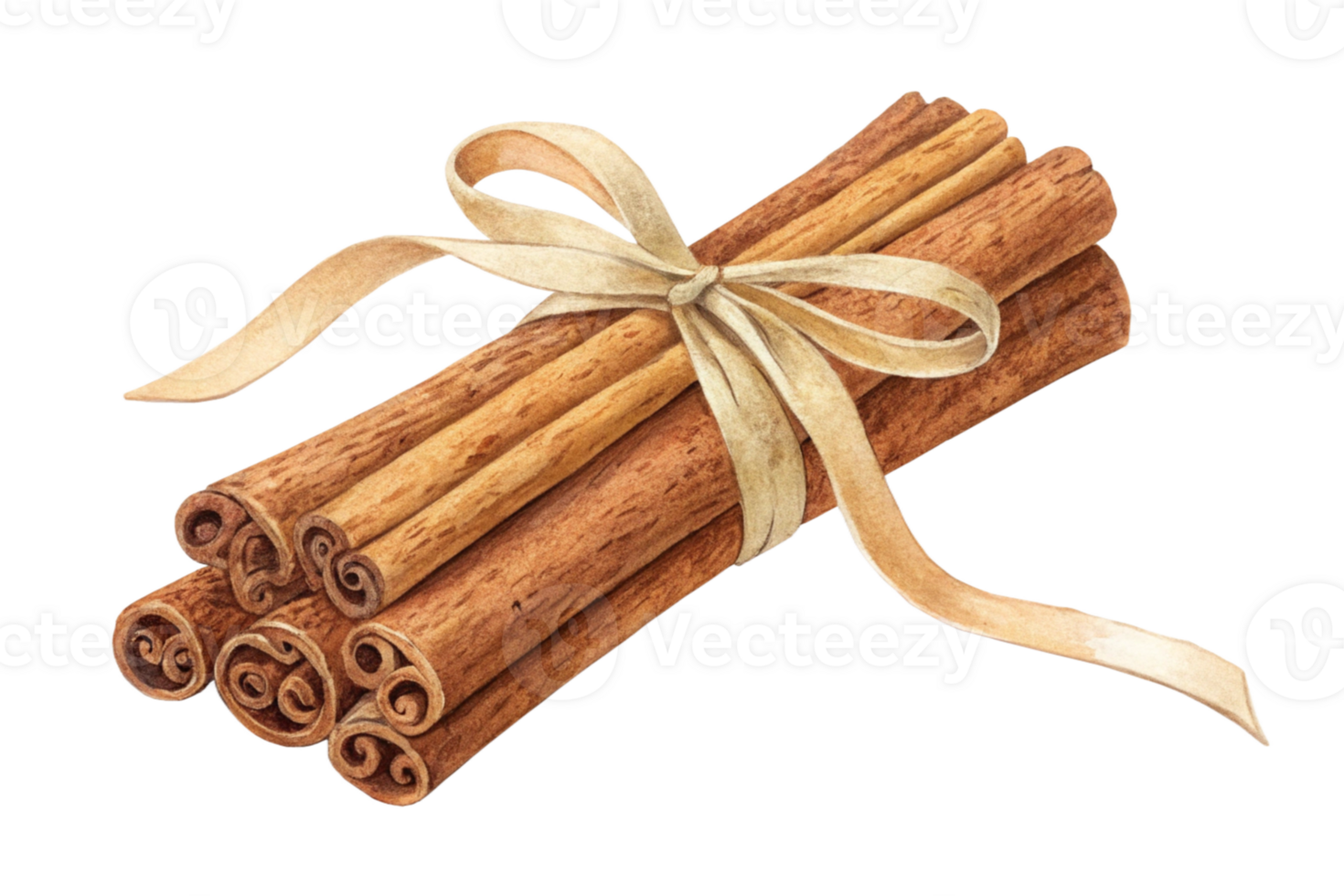 Aromatic Cinnamon Sticks Bundle Tied with Beige Ribbon png