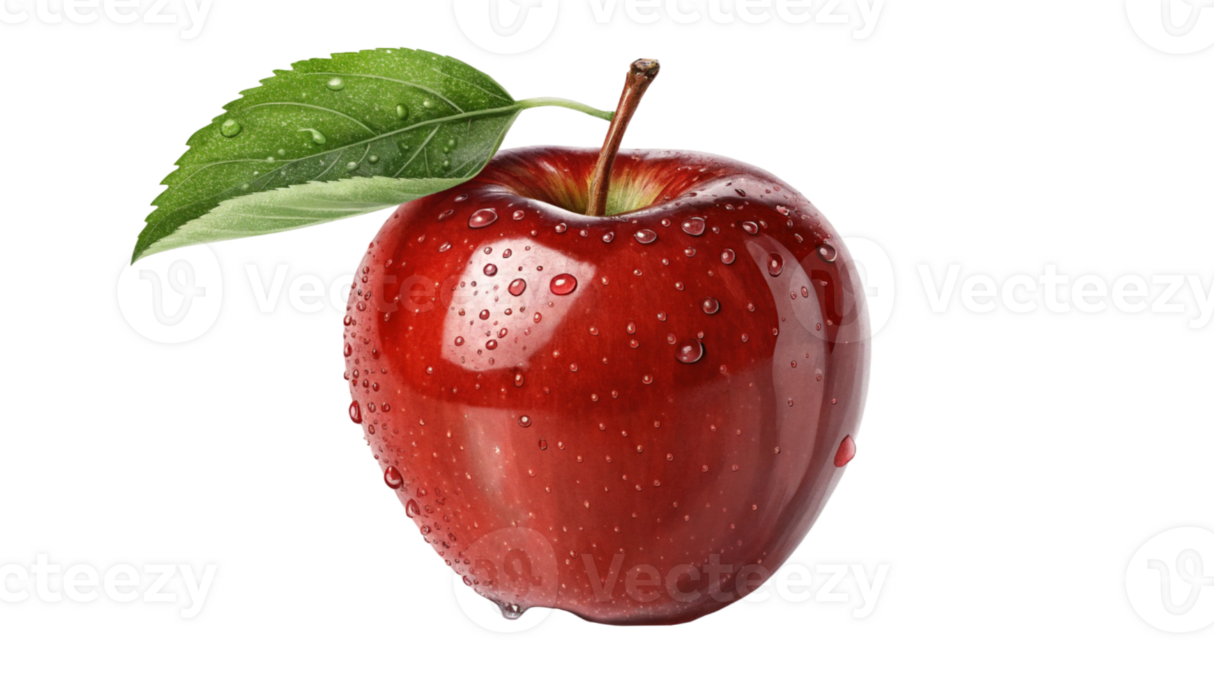 Red Apple with Leaf, Juicy, Fresh, Ripe, Healthy Fruit png