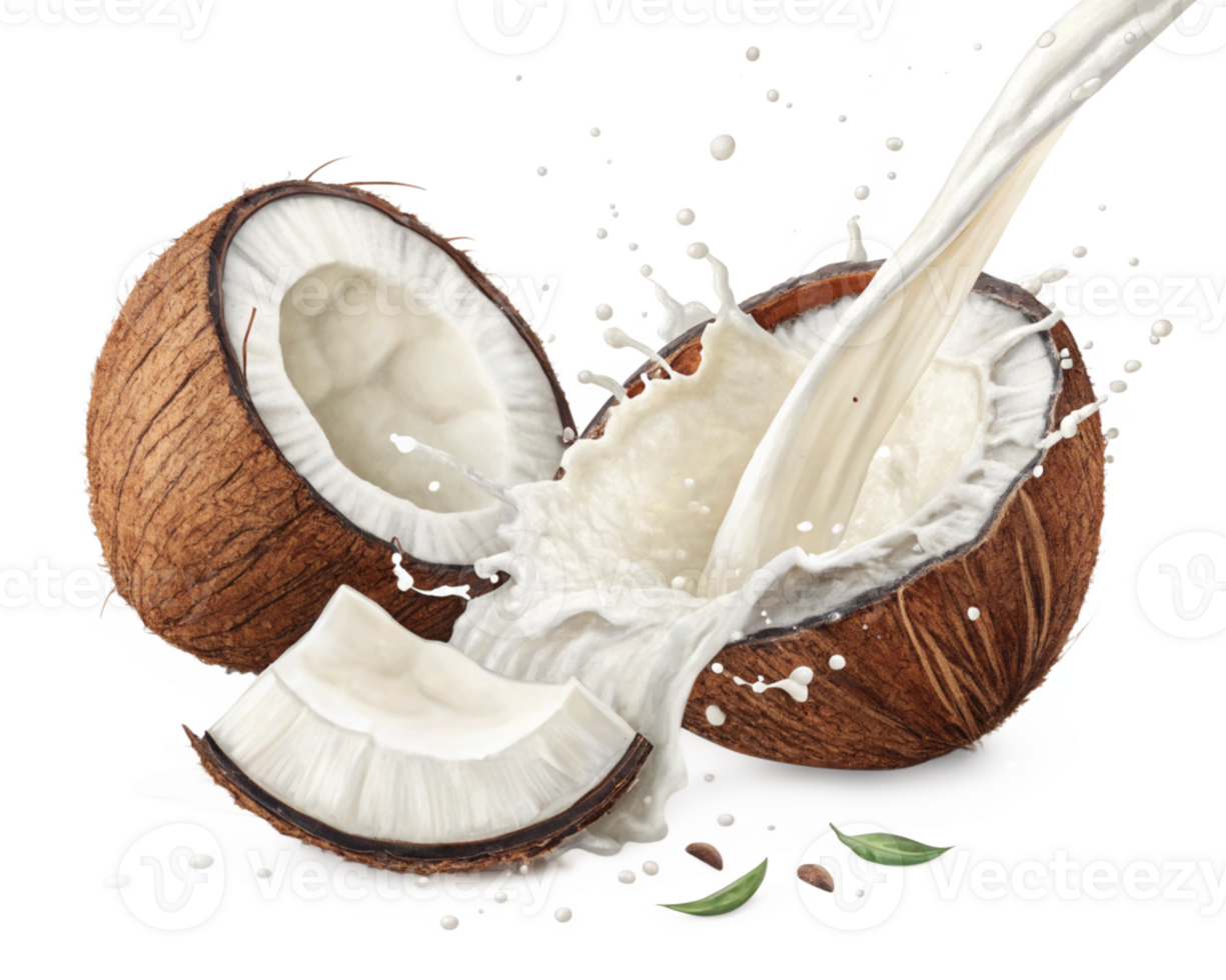 Fresh Coconut Milk Splashing, Tropical Fruit Delight png