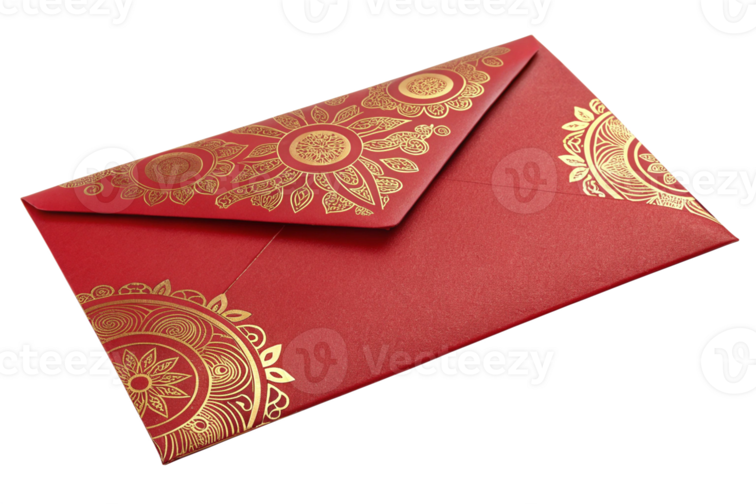 Red Envelope with Gold Mandala Design, Festive Occasion Mail png