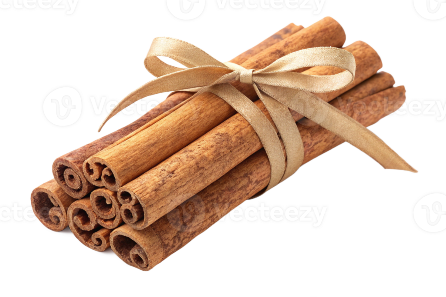 Aromatic Cinnamon Sticks Bundle, Tied with Beige Ribbon, Spice png
