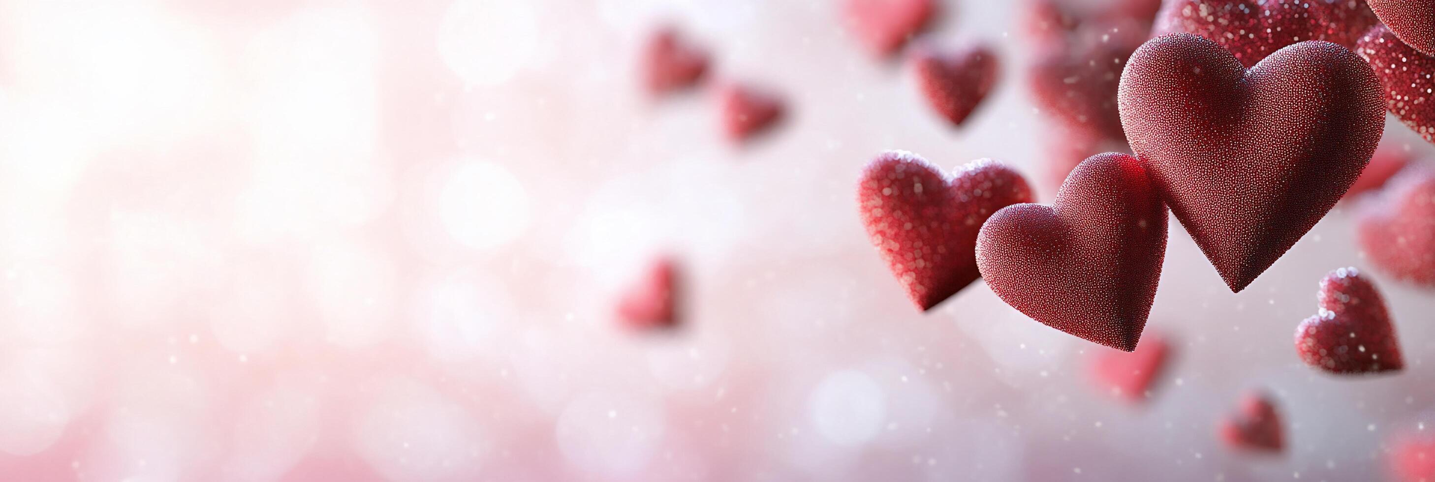 A dreamy background featuring floating hearts, ideal for romantic themes. photo