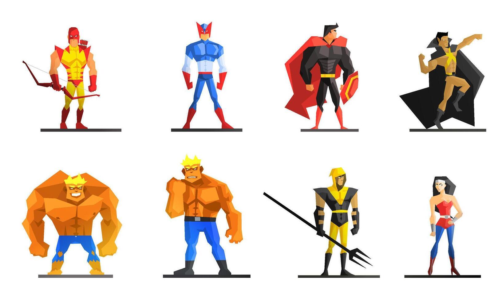 Superheroes Set, Different Male and Female Superhero Characters in Colorful Costumes Illustration vector