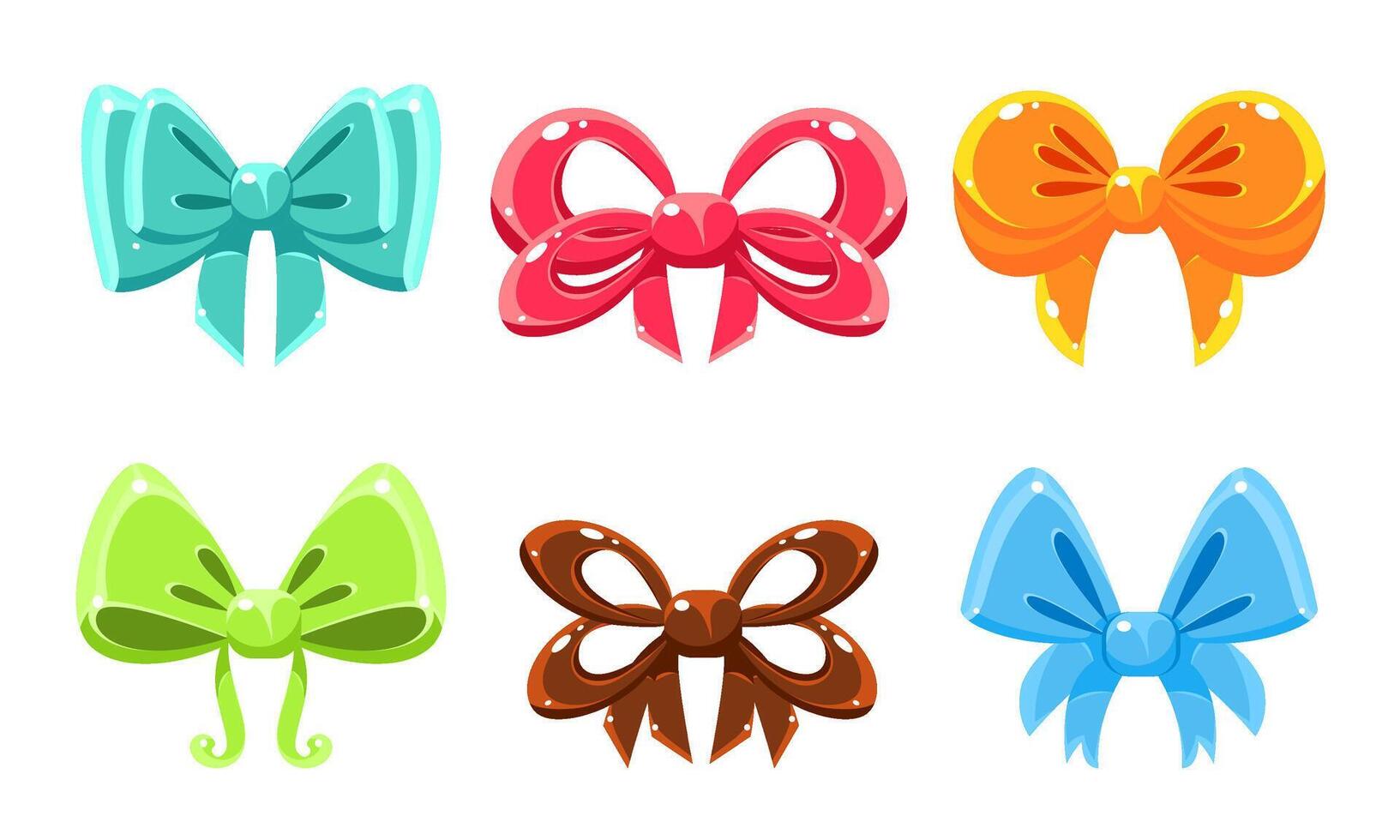 Colorful Bows Collection, Bright Bows Can Be Used for Decoration of Invitation or Greeting Cards, Gift Boxes, Holiday Party Illustration vector