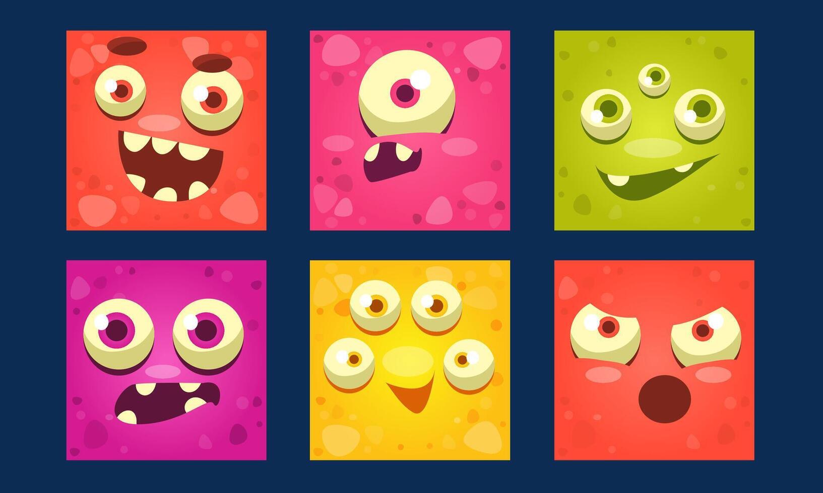 Funny Monsters Set, Colorful Mutant Emojis, Cute Emoticons with Different Emotions Illustration vector