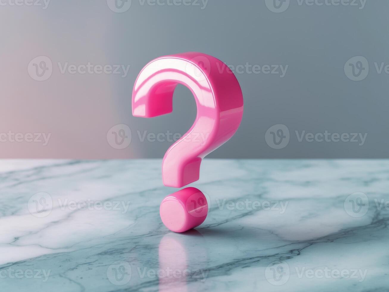 Glossy pink large question mark on a smooth marble surface.Glossy pink large question mark on a smooth marble surface. photo