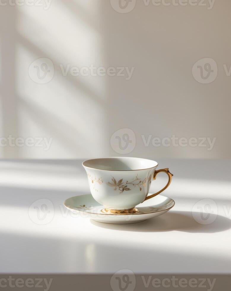 there is a tea cup and saucer on a table.there is a tea cup and saucer on a table. photo