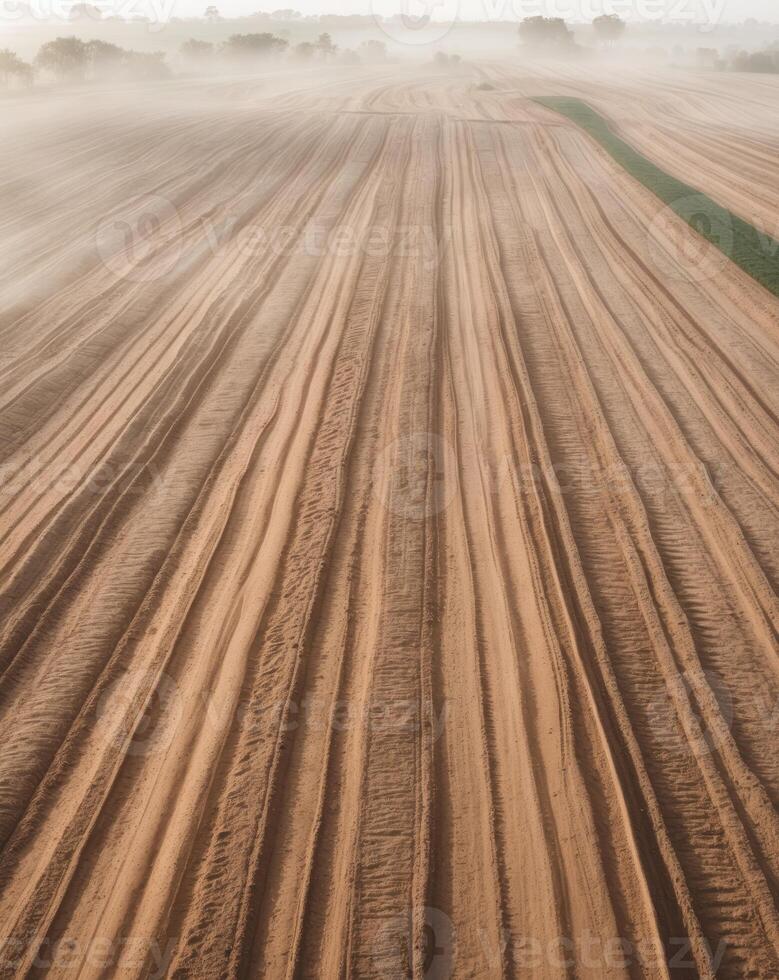 Aerial View of Cultivated Soil with Diffused Light photo