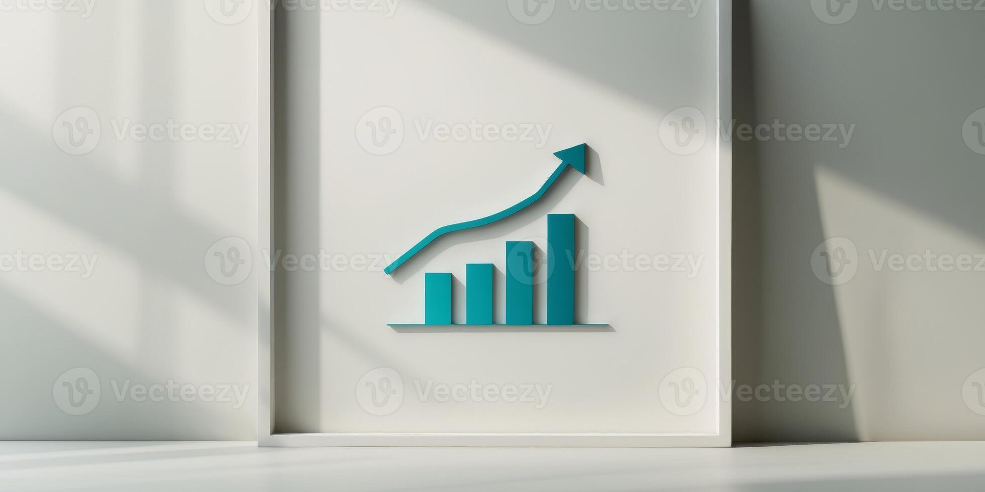 A Simple flat logo of upward trending bar graph photo