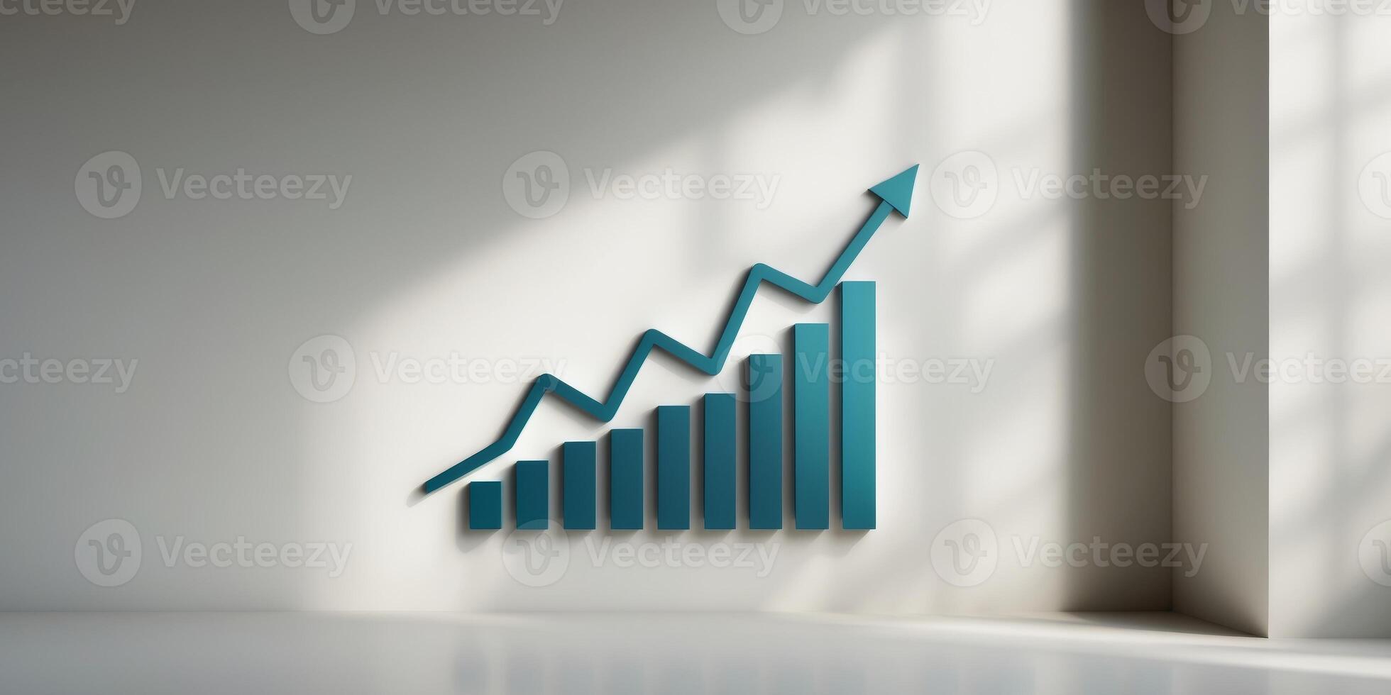 A Simple flat logo of upward trending bar graphA Simple flat logo of upward trending bar graph. photo