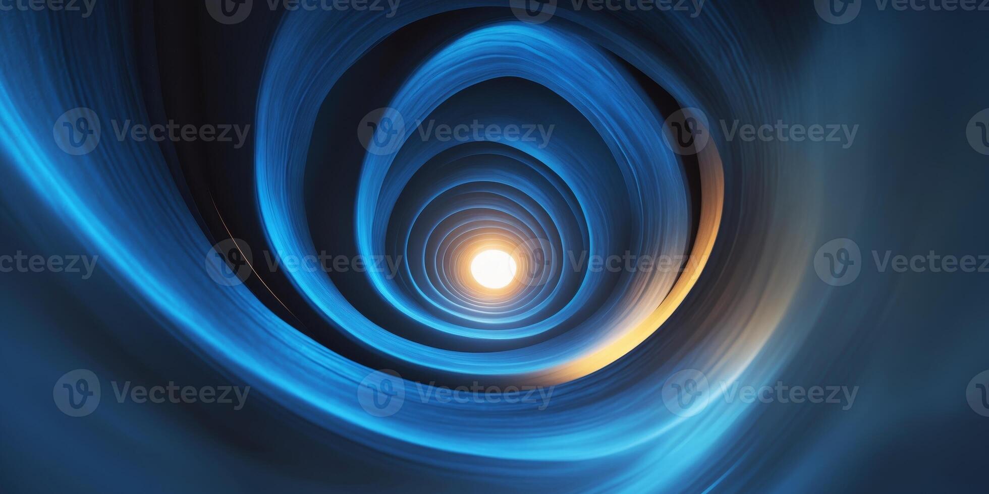 Abstract Blue Digital Tunnel with Bright Light at the End photo