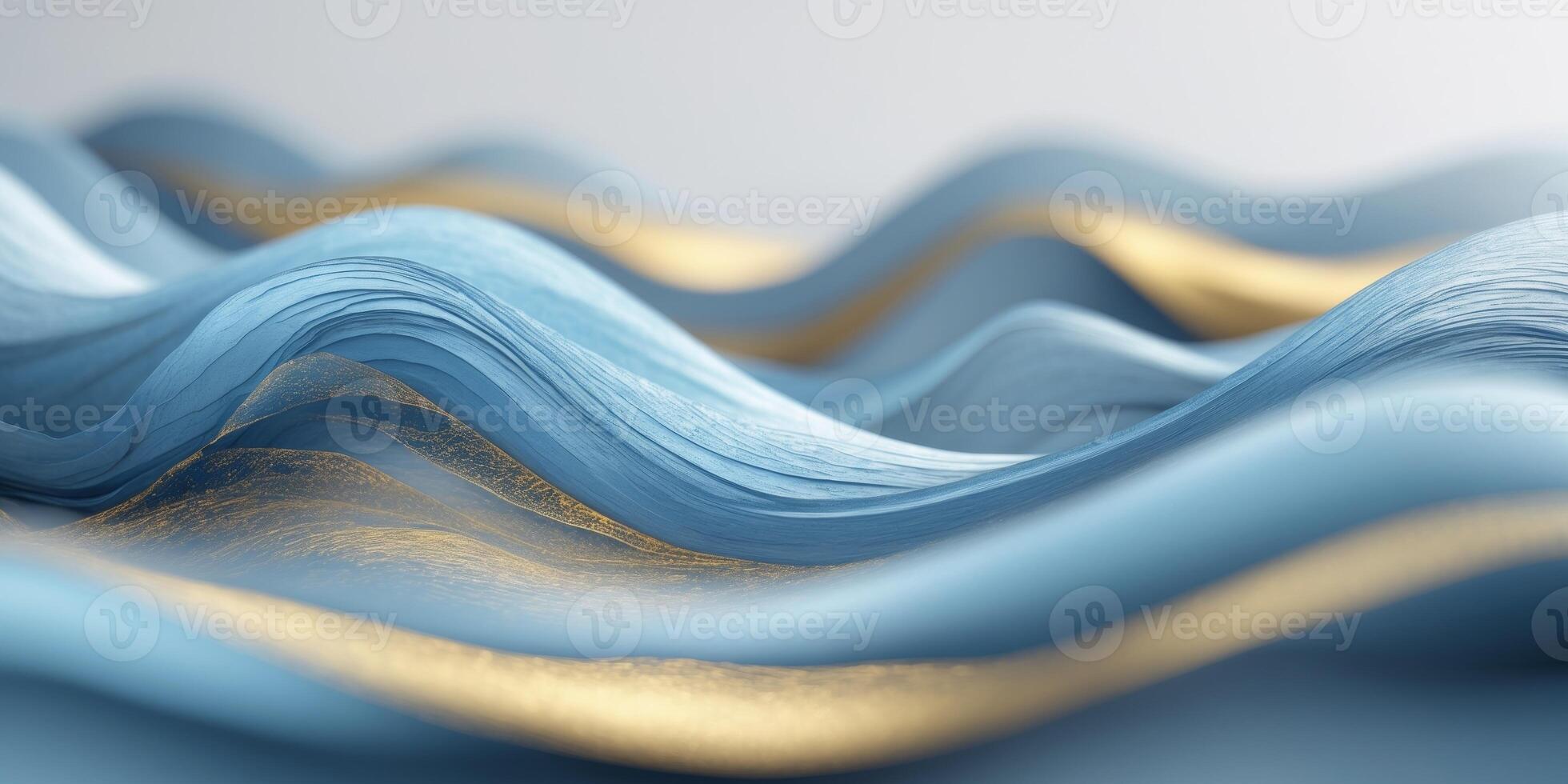 Blue gold abstract waves digital art background photo