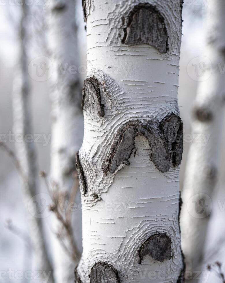 Close Up of White Birch Tree Bark Texture photo