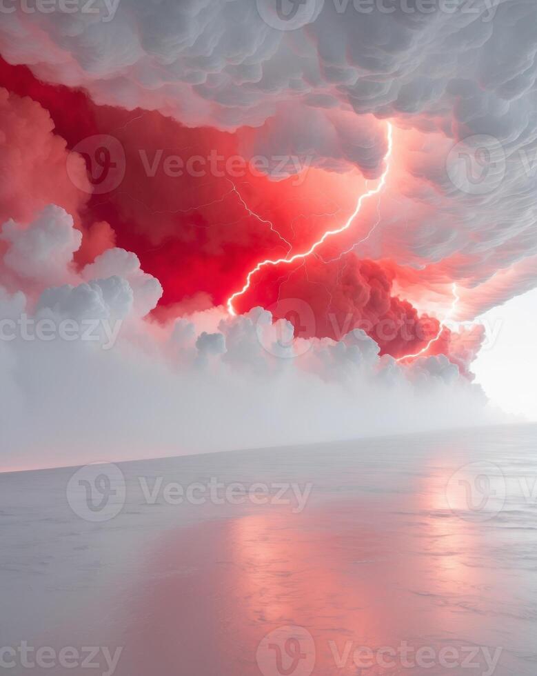 Dramatic abstract red lightning cloud banner with an electrifying atmosphere photo
