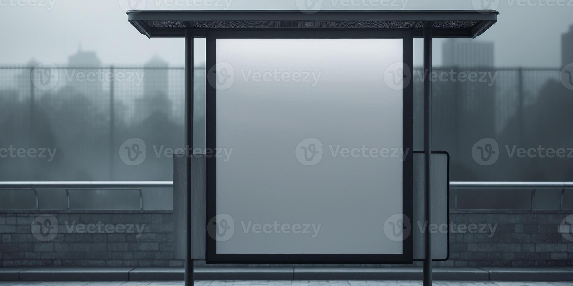 Empty light box mockup at bus stop advertising display promotional media photo