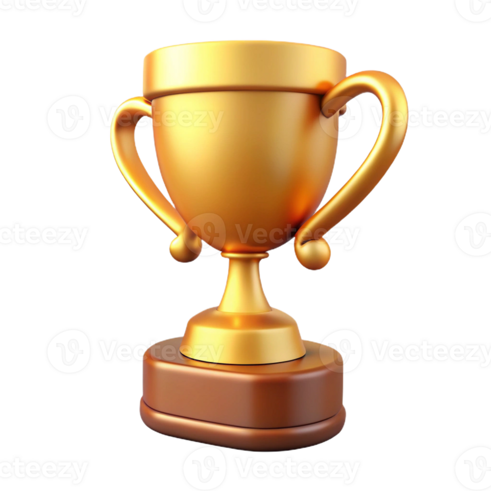 Golden Trophy Award with Wooden Base png