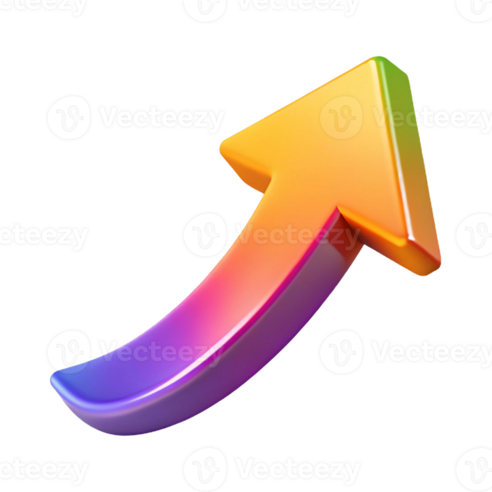 Bright Gradient 3D Upward Arrow Design png
