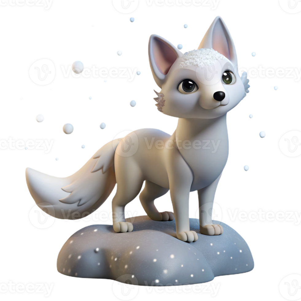 Playful Snow Fox on Rocky Terrain png